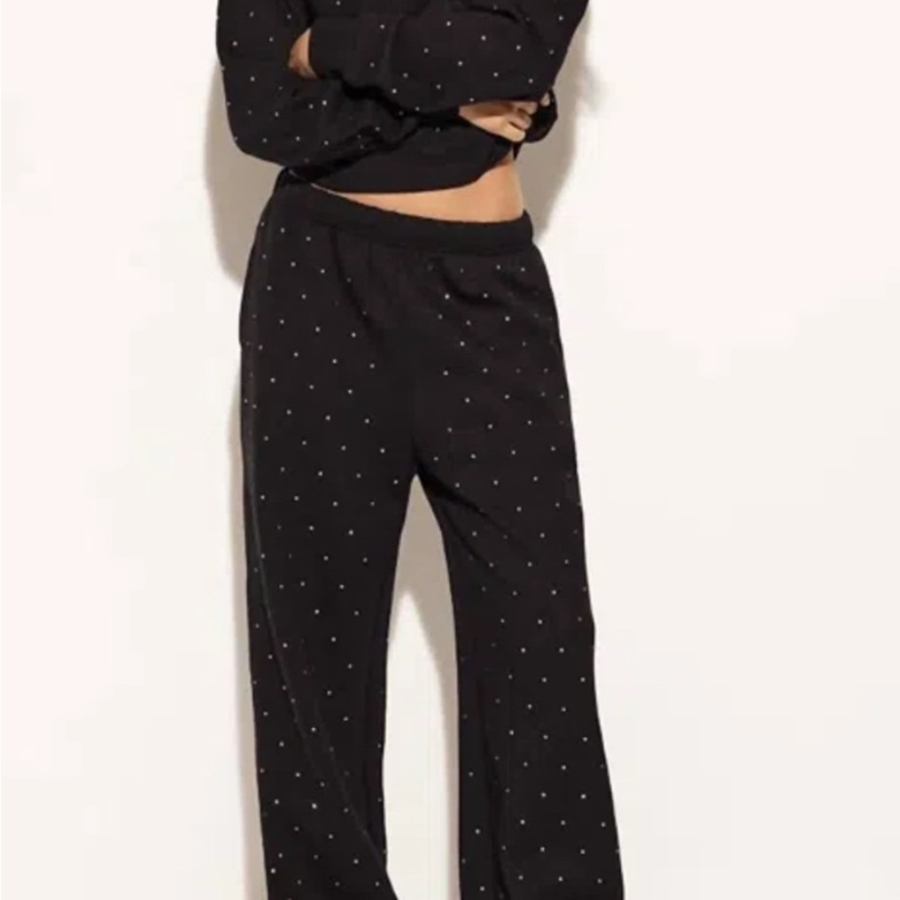Juicy Couture Black Rhinestone  Polka Dot Track Pants